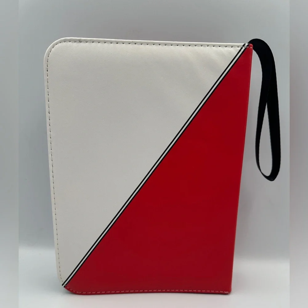 D DACCKIT Red And White Trading Card Zip Binder With Inserts